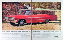 1964 CHEVROLET CHEVELLE MALIBU CHEVY RED Convertible Car-Vintage Print Ad - $10.74