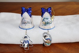 Glued* Lot Thomas Kinkade Ringing in Holiday Christmas Bell Ornaments W/... - $27.00