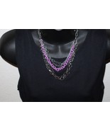 Paparazzi Multi Strand ~17&quot; Necklace Hook Earring Set Purple Silver Tone... - €9,52 EUR