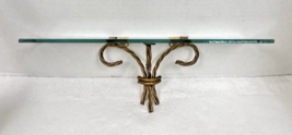 Vintage Twisty Gold Metal Fleur De Lis w Glass Wall Shelf Hollywood Glamour - $704.76 MXN