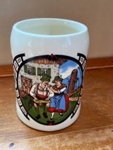 Vintage USA Marked Heavy Cream w Swiss Couple &amp; Flowers Large Coffee Cup Mug - £11.70 GBP
