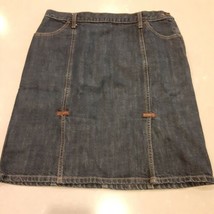 Gap Jean denim skirt women&#39;s size 6 w slits in front Zipper on side 100%... - $21.77