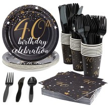 144 Piece 40Th Birthday Party Supplies And Decorations Set, Serves 24 - £29.29 GBP