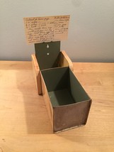 Vintage 40s metal fold-out recipe box, RARE, looks like 3 books on a shelf image 4