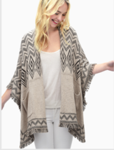 Splendid One Size Cotton Blend Knit Open Front  Sweater Poncho Msrp $235.00 - £79.13 GBP