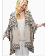 Splendid One Size Cotton Blend Knit Open Front  Sweater Poncho Msrp $235.00 - £77.62 GBP