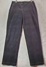 L.L. Bean Pant Women Size 8 Black Corduroy Cotton Flat Front Straight Leg Pocket - £14.09 GBP