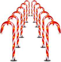 FUNPENY 16&quot; Christmas Candy Cane Pathway Markers Lights, 12 Pack Connectable Chr - £35.73 GBP