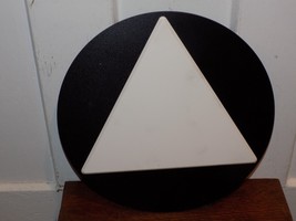 Vintage Unmarked Plastic Round Sign with Embossed Triangle - $44.55