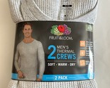 Fruit of the Loom 2 Pack Men&#39;s Waffle Thermal Crew Tops Gray Size XL X-L... - $14.79