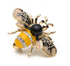 Stunning Vintage Look Gold Plated Gold Honey Bee Brooch Suit Coat Broach Pin G72 - £13.72 GBP