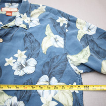 Vintage Paradise Blue Mens Large Hawaian Shirt 100% Silk Beach Core Flowery - £21.33 GBP