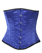 Full Steel Bone Underbust Spiral Basques Bustier Gothic Shaper Blue Satin Corset - £32.34 GBP+