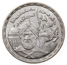 1414-1994 Égypte 5 Pounds Pièce Argent En Bu, Salah El din El-Ayubi Km 763 - $72.40