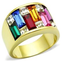 TK1397 - IP Gold(Ion Plating) Stainless Steel Ring with Top Grade Crysta... - $16.10