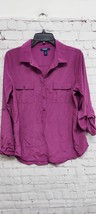 Old Navy Womens Purple Roll Tab Sleeves Button-Down Pullover Shirt Pocke... - $5.93