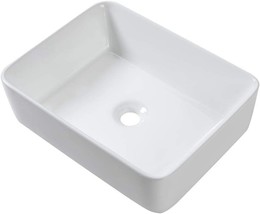 Vessel Sink Rectangular - Sarlai 19&quot;x15&quot; White Bathroom Sink Rectangle A... - £77.84 GBP