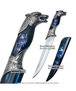 Wolf Fantasy Dagger Bowie Gift Knife w/ Colored Sheath - $11.86