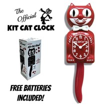 SPACE CHERRY RED KIT CAT CLOCK 15.5&quot; Free Battery MADE IN USA New Kit-Ca... - £55.89 GBP