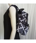 LeSportSac Backpack Black White Nylon Geometric Floral Print LARGE Pocke... - £67.20 GBP