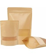 70pcs Kraft Stand Up Pouches,Reusable Sealing Storage Bags w/ Clear Windows - $18.80