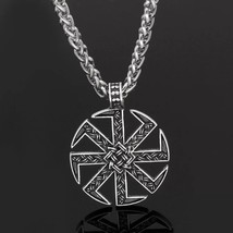 Mens Slavic Kolovrat Sun Wheel Pendant Necklace Protection Jewelry Chain 24&quot; - £10.27 GBP