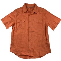 Margaritaville Shirt Men’s Large Orange Button Up Short Sleeve Island Be... - £14.97 GBP