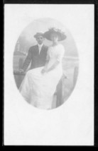 Vintage Postcard RPPC Real Photo Early 1900s Couple Beach Vacation Boater Hat - £10.30 GBP