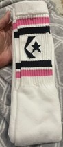 Vintage Nos Athletic Tube Socks Pair Mens Women’s Converse Conz White Pink Black - £18.40 GBP