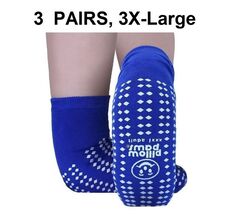 3 Pair Non Skid Pillow Paws Slipper Socks Terries 360 imprint Blue 3XL B... - $21.06
