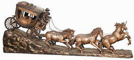 124&quot;L &quot;Stagecoach&quot; Pure Bronze Collectible Sculpture Statue by C.M. Russell - £17,855.55 GBP