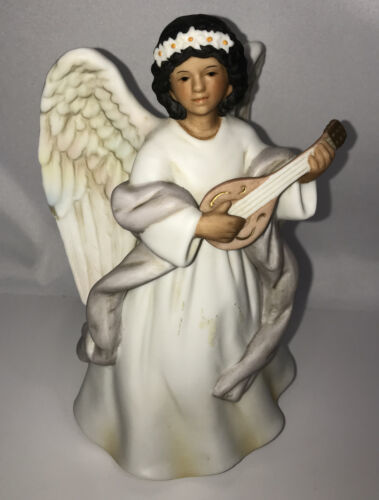 Homco Home Interior Angel with Mandolin  #8867 Good Pre-Owned Condition 6" tall - $4.95