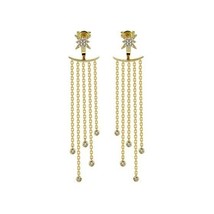 1PCs Women&#39;s CZ Hexagram Tassels 14k Yellow Gold Plated Dangling Earring Gift - £31.32 GBP