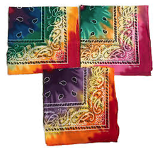 2 Pack Tie Dye Paisley Bandanas 21 X 21 Wrap Face Head Hippie Scarf Bandanna New - £8.72 GBP