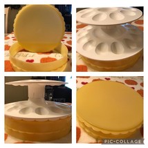 NEW TUPPERWARE 2 TIER DEVILED EGG SERVER &amp; SCALLOPED PIE STAND SERVER - $29.69