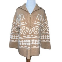 J Crew Sweater Womens S/M Relaxed Half Zip Wool Alpaca Geometric Knit BD643 Euc - £34.59 GBP