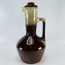 Monmouth Maple Leaf Pottery Pitcher Carafe VTG Brown Drip Glaze USA With... - £20.03 GBP