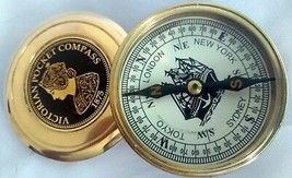Shiny Brass Poem Compass Victorian Pocket Compass 1875 Perfect Gift For Everyone - £11.53 GBP