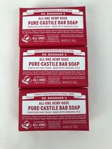 New - Dr. Bronner&#39;s All In One Hemp Rose Castile Bar Soap 5 oz - 3PACK FSTSHP - £14.14 GBP