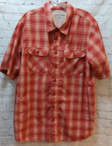 Eddie Bauer orange plaid  LT Large Tall men's button front shirt pockets - $11.54