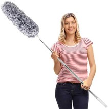 DELUX Microfiber Feather Duster Extendable Cobweb Duster with 100 inches Extra L - £10.31 GBP