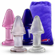 LeLuv Butt Plug 4 Inch Glass Thick Anal Toy with Premium Padded Pouch - £15.95 GBP+