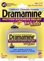 Dramamine Motion Sickness Relief for Kids | Chewable, Grape, 8 Count (Pack of 2) - £19.92 GBP
