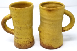 Earth Tone Decorative Mugs Pottery Clay Bumpy Set of 2 Mexican Signed Vi... - $18.95