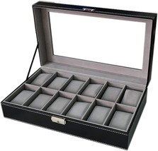 Sodynee WBPU12-03 Watch Dislpay Box Organizer, Pu Leather with Glass Top, Large, - £26.36 GBP