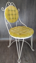 Teena Wrought Iron Vanity Chair Tuffed Velour Parlor/Boudoir Hollywood Regency - £194.61 GBP