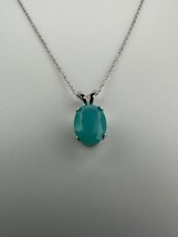 Vintage 14k White Gold Milky Turquoise Solitaire Pendant 10mm Necklace 18” - £126.61 GBP