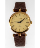 Gucci Vintage Men’s Gold-Plated Quartz Stack Watch w/ Leather Band - $778.10 CAD