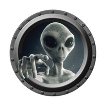Alien Gray Porthole Wall Decal - Indoor or Outdoor - $11.88+