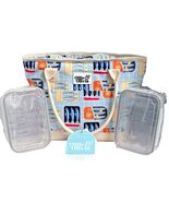 Ollie &amp; Olivia Fish Design Insulated Lunch Box 2 Containers Cream Blue G... - €33,21 EUR